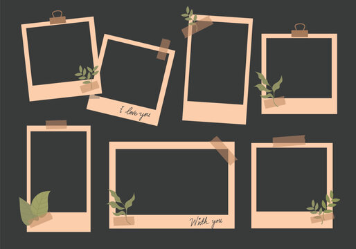 Floral Picture Frame Templates with Leafy Decor. with vintage tones, natural elements, and soft pastel decorations. Great for memory keeping, blog graphics, greeting cards, or digital scrapbooks.