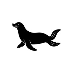 running seal silhouette vector illustration 