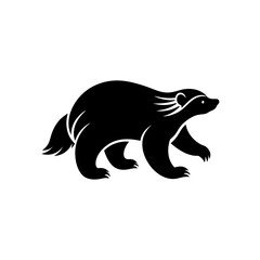 running sloth bear silhouette vector illustration  