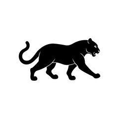 running snow leopard silhouette vector 