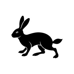 running snowshoe hare silhouette vector 