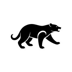 running sun bear silhouette vector illustration 