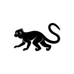running tamarin monkey silhouette vector 