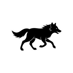 running timber wolf silhouette vector illustration.svg