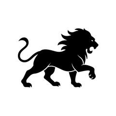 running white lion silhouette vector illustration