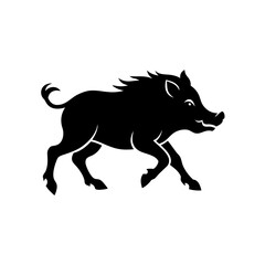 running wild boar silhouette vector illustration 