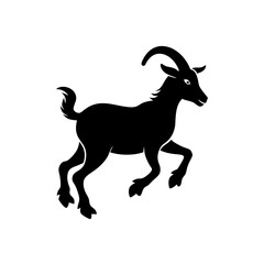 running wild goat silhouette vector illustration 