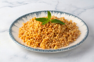 Couscous pilaf. Turkish name; kuskus pilavi