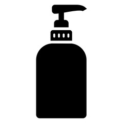 Logo higiene y limpieza. Icono silueta de dosificador de jabón y gel