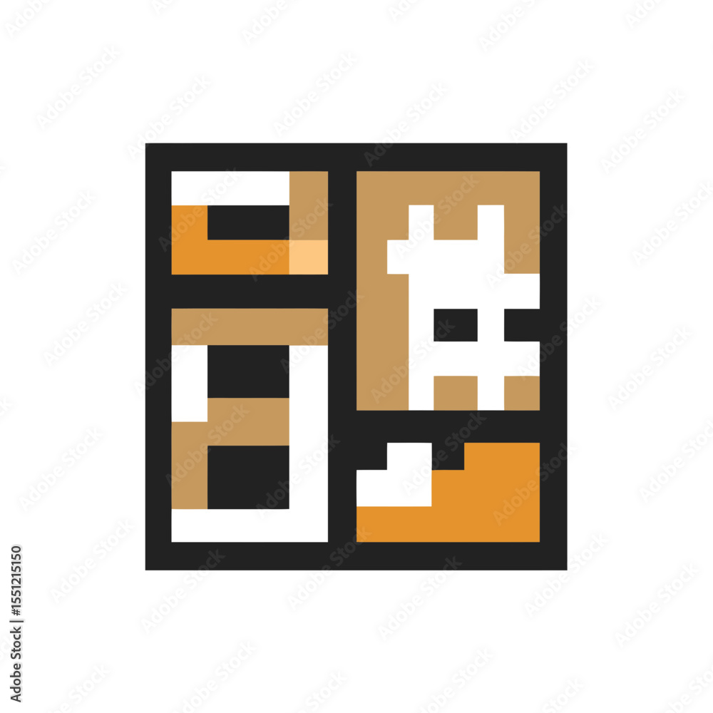 Poster Abstract forms compose geometric patterns within bordered square minimalistic design