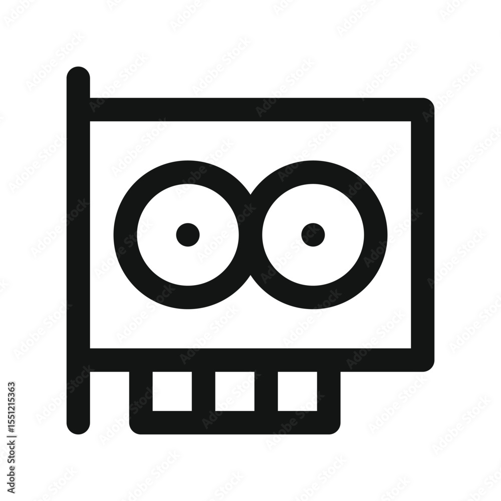 Poster gpu ui icon, graphic card simple line user interface vector symbol