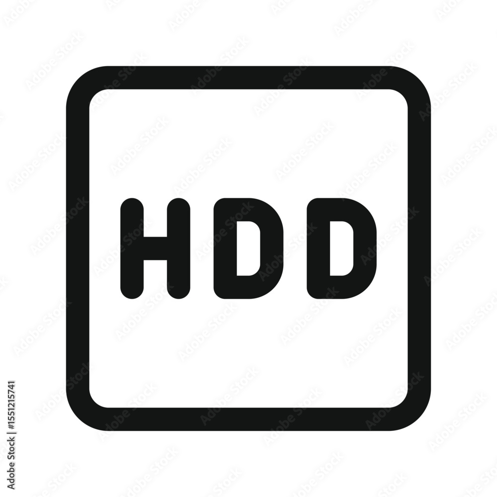 Poster hdd ui icon, hard drive simple line user interface vector symbol