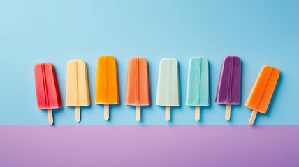 Minimalist Popsicle Arrangement on Blue Table
