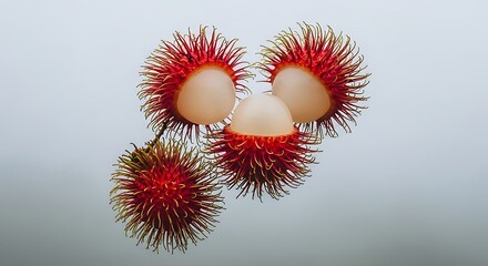 Fresh rambutan fruit exotic tropical food healthy eating delicious sweet nutritious dessert red