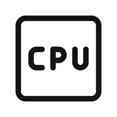 CPU UI icon, microchip simple line user interface vector symbol
