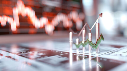 Business Growth Concept with Finance Graphs and Charts Showing Increasing Trends and Successful Investment Strategies in the Background