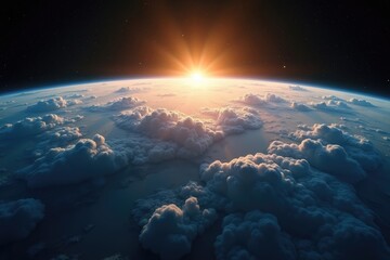 Fototapeta premium Earth Sunrise Planetary View from Space