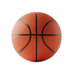 Detailed orange basketball with black seams isolated on transparent background
