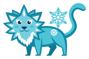 Whimsical Winter Cat Illustration A Playful Feline Character Adorned with Snowflakes and Festive Cheer Ideal for Holiday Designs