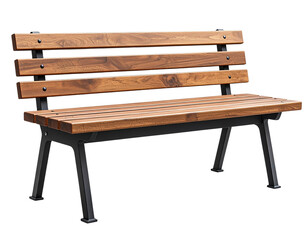 Side View of Minimalist Wooden Bench with Black Metal Legs &ndash; Transparent Background