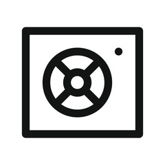 Computer power supply UI icon, pc power unit simple line user interface vector symbol