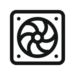 Cpu fan UI icon, personal computer cooler simple line user interface vector symbol