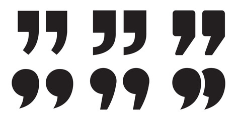 Set of quote mark, quotes icon vector sign design.Set of quote mark icons isolated on white background.Quotation marks.Black quotes icon collection.Vector quote sign. Citation.