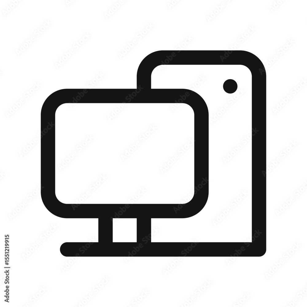 Poster Desktop computer UI icon, personal computer simple line user interface vector symbol