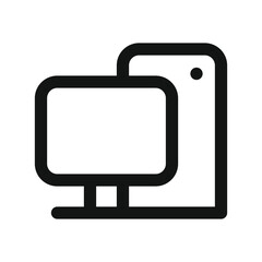 Desktop computer UI icon, personal computer simple line user interface vector symbol