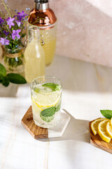 lemonade with lemon and mint