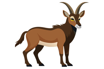 Majestic Sable Antelope Illustration Standing Tall with Striking Horns, Dark Mane, and Graceful Features in a Captivating Display