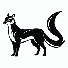 Stylized Vector Illustration of a Sleek Sable Standing Tall with a Graceful Curved Tail and Sharp Contrasting Colors