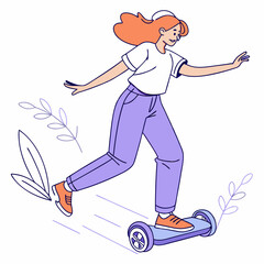 Fototapeta premium Stylish young woman enjoying a recreational ride on a self-balancing scooter