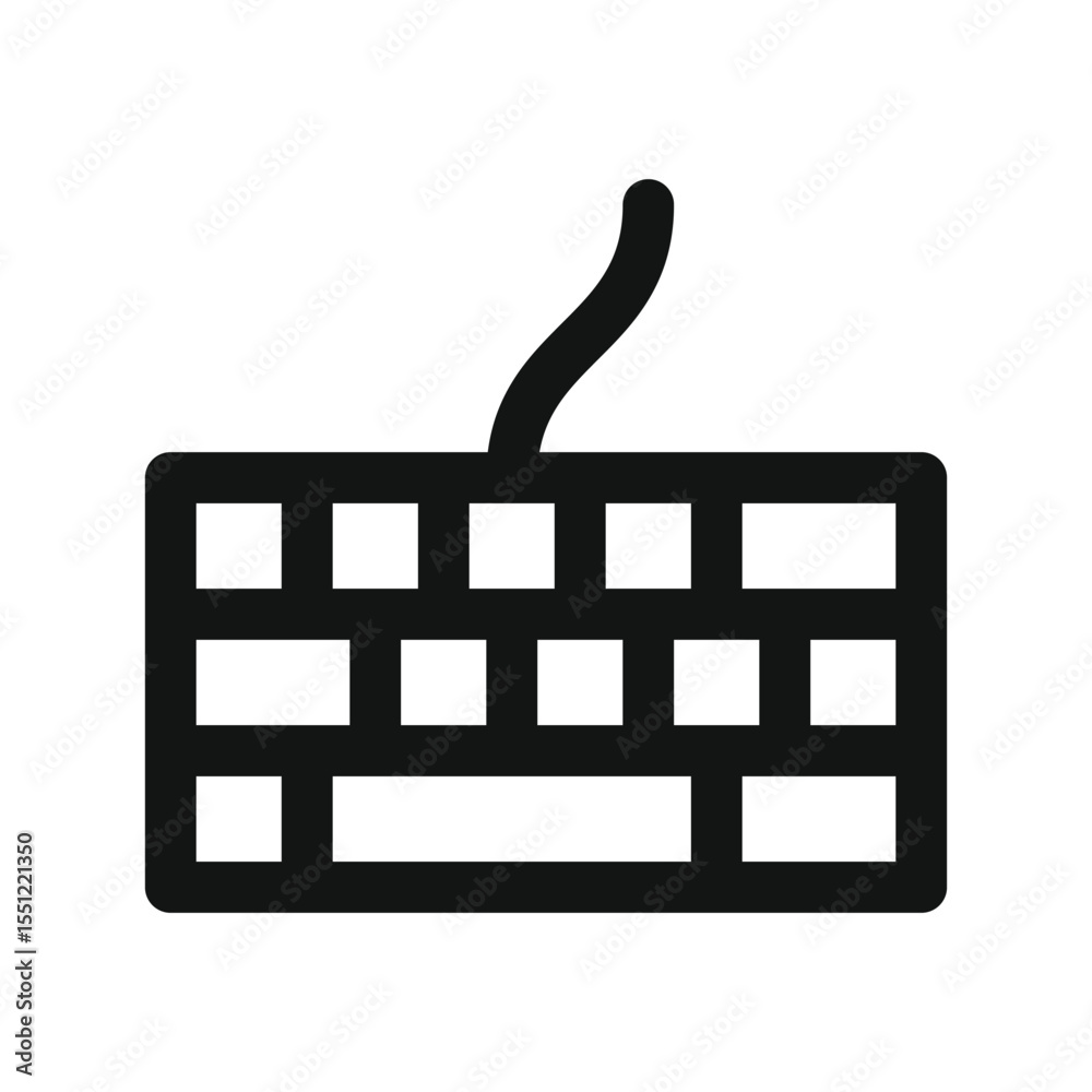 Poster Computer keyboard UI icon, wired keyboard simple line user interface vector symbol
