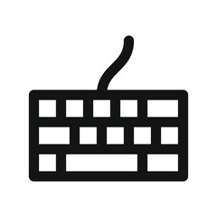 Computer keyboard UI icon, wired keyboard simple line user interface vector symbol