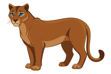 Cartoon Mountain Lion with Striking Blue Eyes a Majestic Feline Illustration for Nature Enthusiasts and Animal Lovers Alike
