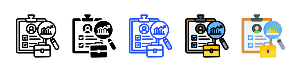 Naklejka premium Job Analysis Icon Collection With Multiple Styles