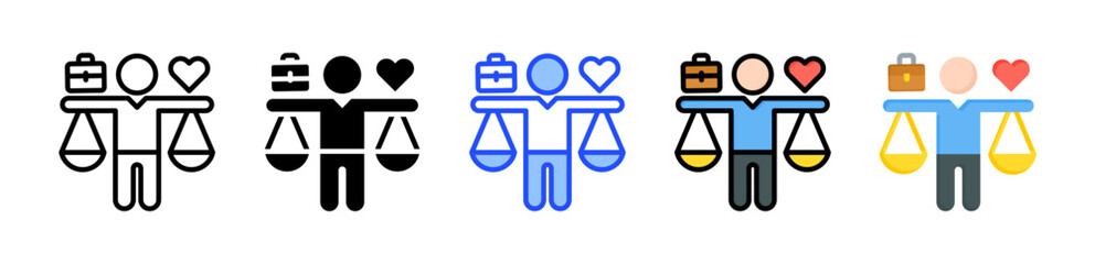 Work Life Balance Icon Collection With Multiple Styles