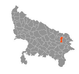 Sant Kabir Nagar District Highlighted in Uttar Pradesh State Map of India