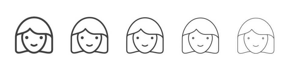 Happy girl face icon outline ilustration vector symbol