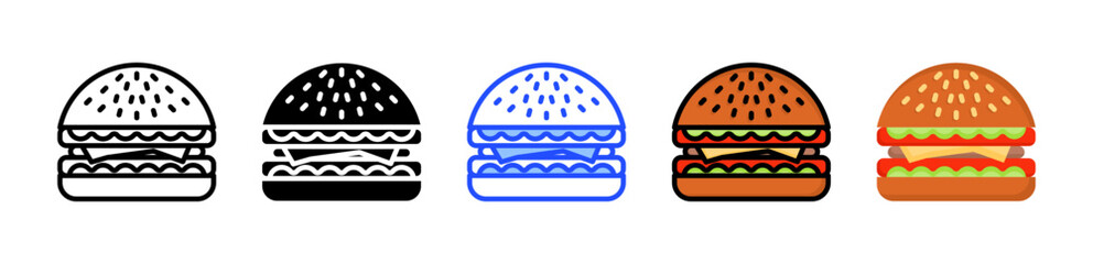 Burger Icon Collection With Multiple Styles