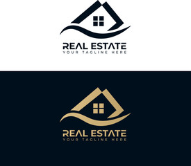 Modern Real Estate Logo Design – Elegant House and Roof Icon for Property & Realtor Branding