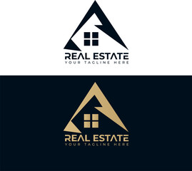 Modern Real Estate Logo Design – Elegant House and Roof Icon for Property & Realtor Branding