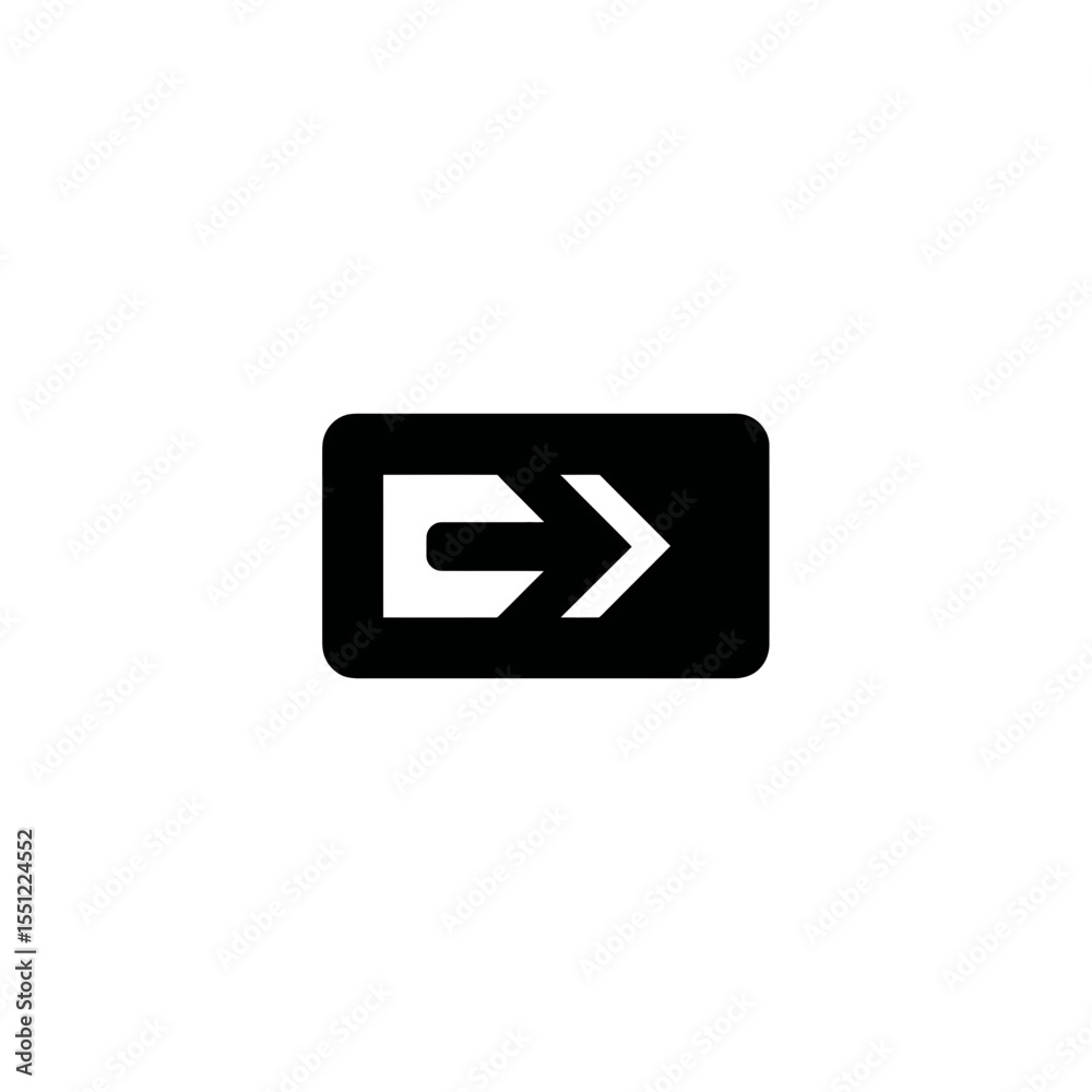 Poster arrow icon indicates direction within rounded rectangle shape area design symbol