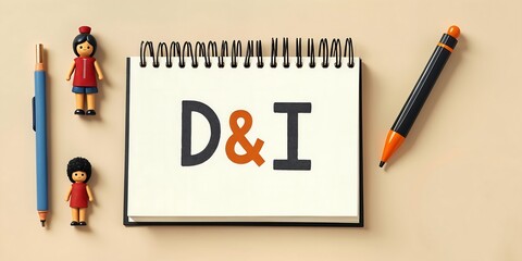 Diversity and Inclusion Concept with D & I Letters on Notepad and Figures