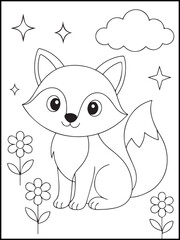 Adorable Fox Coloring Page for Preschool Kids

