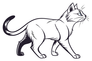 Elegant Cat Illustration with Graceful Pose and Delicate Lines a Captivating Depiction of Feline Beauty and Charm in Artistic Form