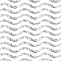 Seamless wave pattern. Wavy grunge brush stroke. Hand drawn water sea vector background. 