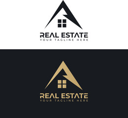 Modern Real Estate Logo Design – Elegant House and Roof Icon for Property & Realtor Branding