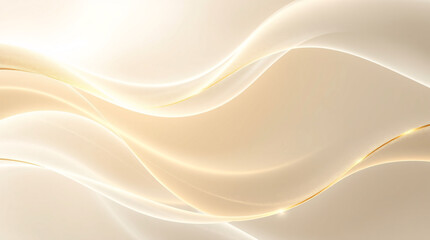 Smooth beige and golden flowing waves with soft glowing highlights
